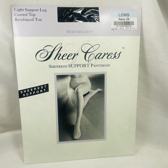 JCPenney Worthington Sheer Caress Pantyhose Long Navy Control Top Vintage - Picture 1 of 5